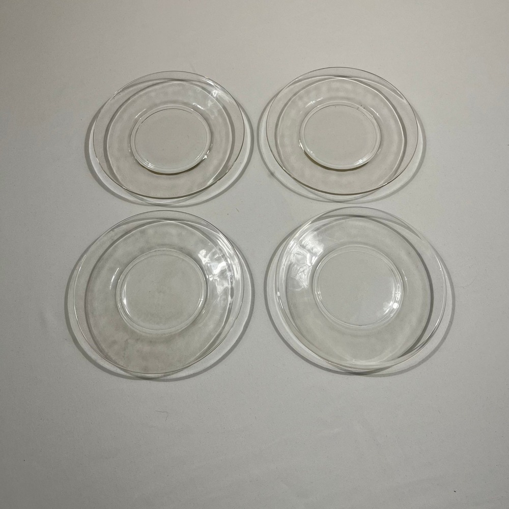 Clear Glass Saucer Set 6" Round Replacement Plates 4pc